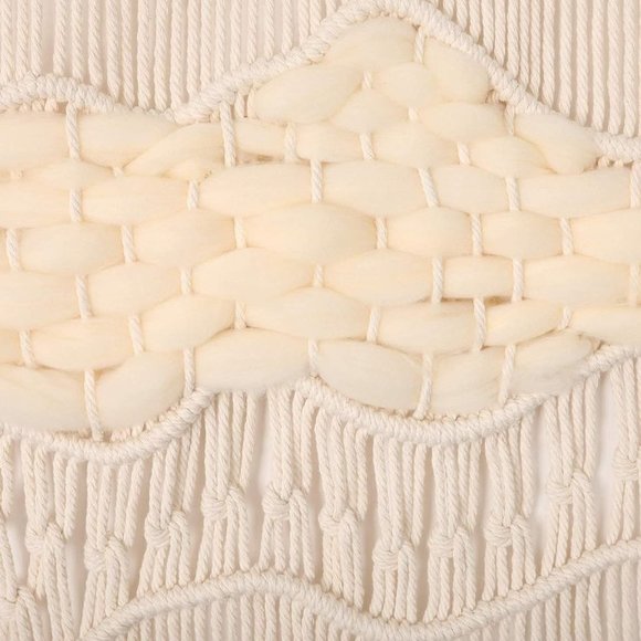 Coastline Ocean Macrame Woven Handmade Craft Mid Century Modern Hang Wall Decor - Picture 4 of 6